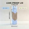 1PC Leopard Texture Heart Pattern Print 750ml Color Plastic Sports Water Bottle Leakproof Flip Straw Lid Suitable for Sports Office Home Use