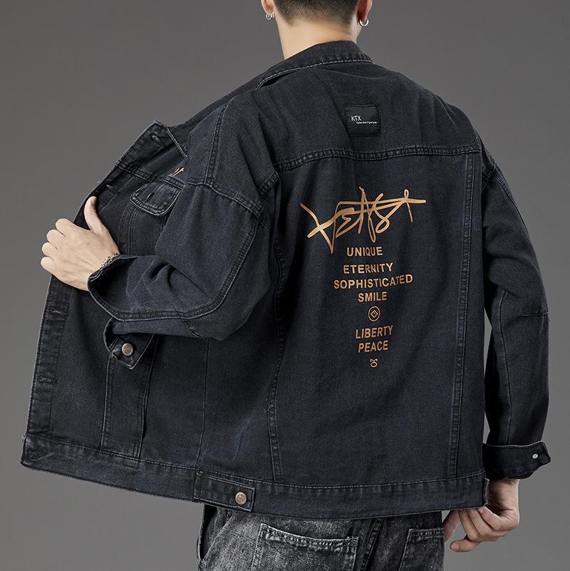 New Denim Jacket Men's Loose Lapel Top Autumn and Winter Jacket Denim