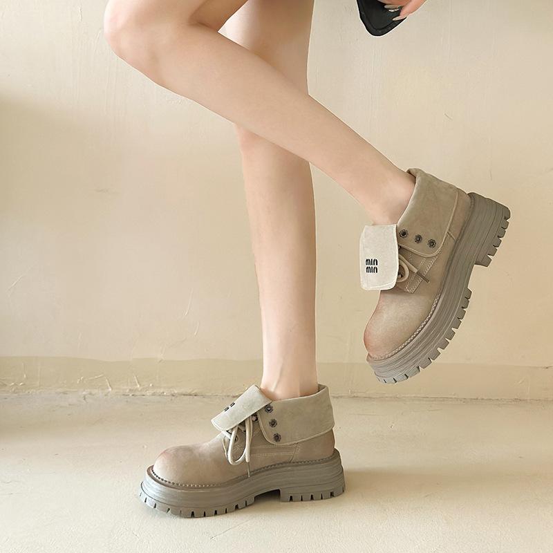 Martin Boots Women's New Summer Fashion Retro Two Wear Rhubarb Boots Versatile Flip Platform Short Boots