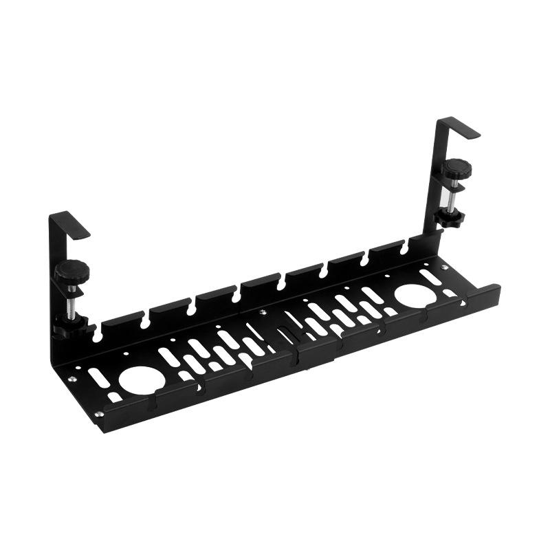 Under-Desk Punch-Free Cable Organizer: Adjustable Storage Rack for Power Strips and Data Cables