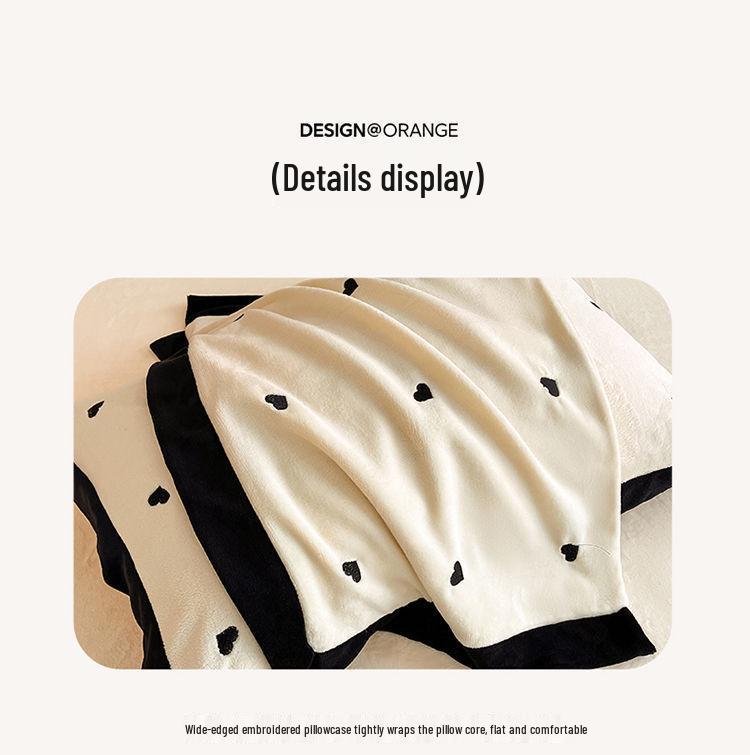 Verdicktes Samt Besticktes Baby Bettwäsche Set - Milchsamt Bettlaken, Bettbezug und Flanell Korallenfleece