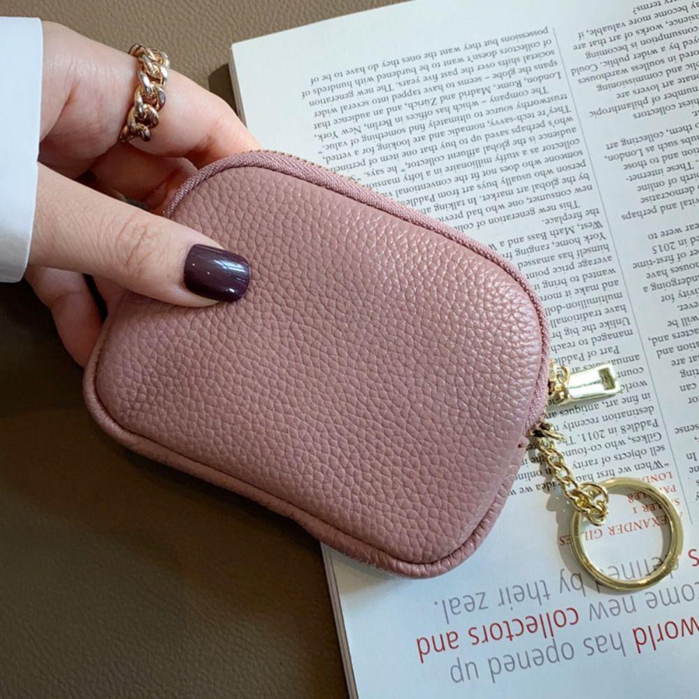 Einfarbige Geldbörse aus echtem Leder Weiche Mini-Clutch-Tasche Modische Münzbörse aus Rindsleder Männlich/Weiblich