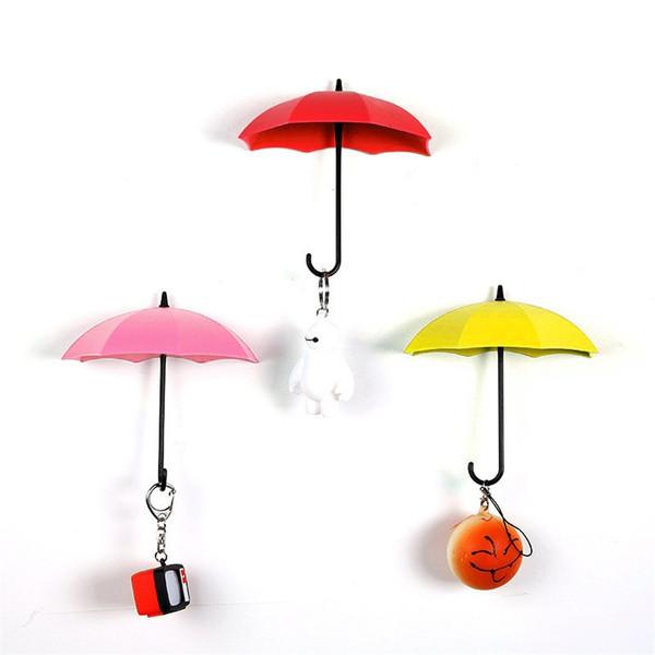 Plastic Creative Umbrella Hook Set With Strong Adhesive No Trace Wall Mount For Kitchen Bathroom Decor
