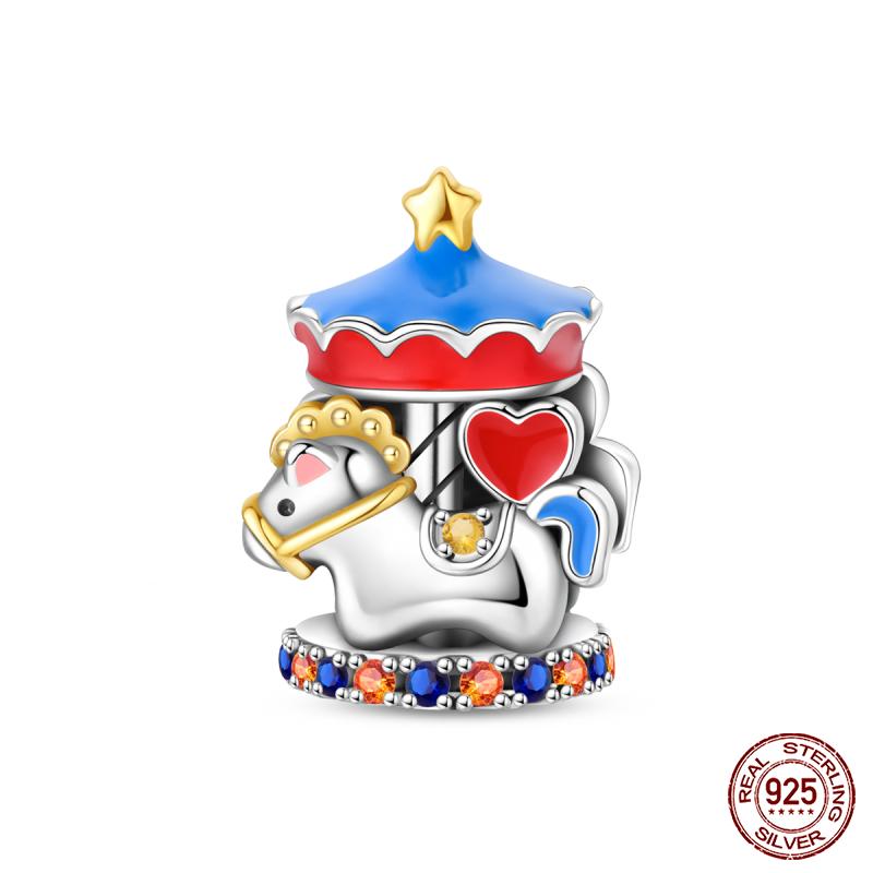New Copper Colorful Balloon Bear Air Balloon Card Charm Beads Fit Brand Original Bracelet Diy Fine Jewelry Gift