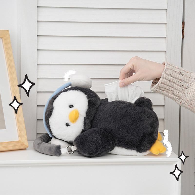 Cartoon Cute Penguin Tissue Box With Cotton Material For Office Desk And Home Decor