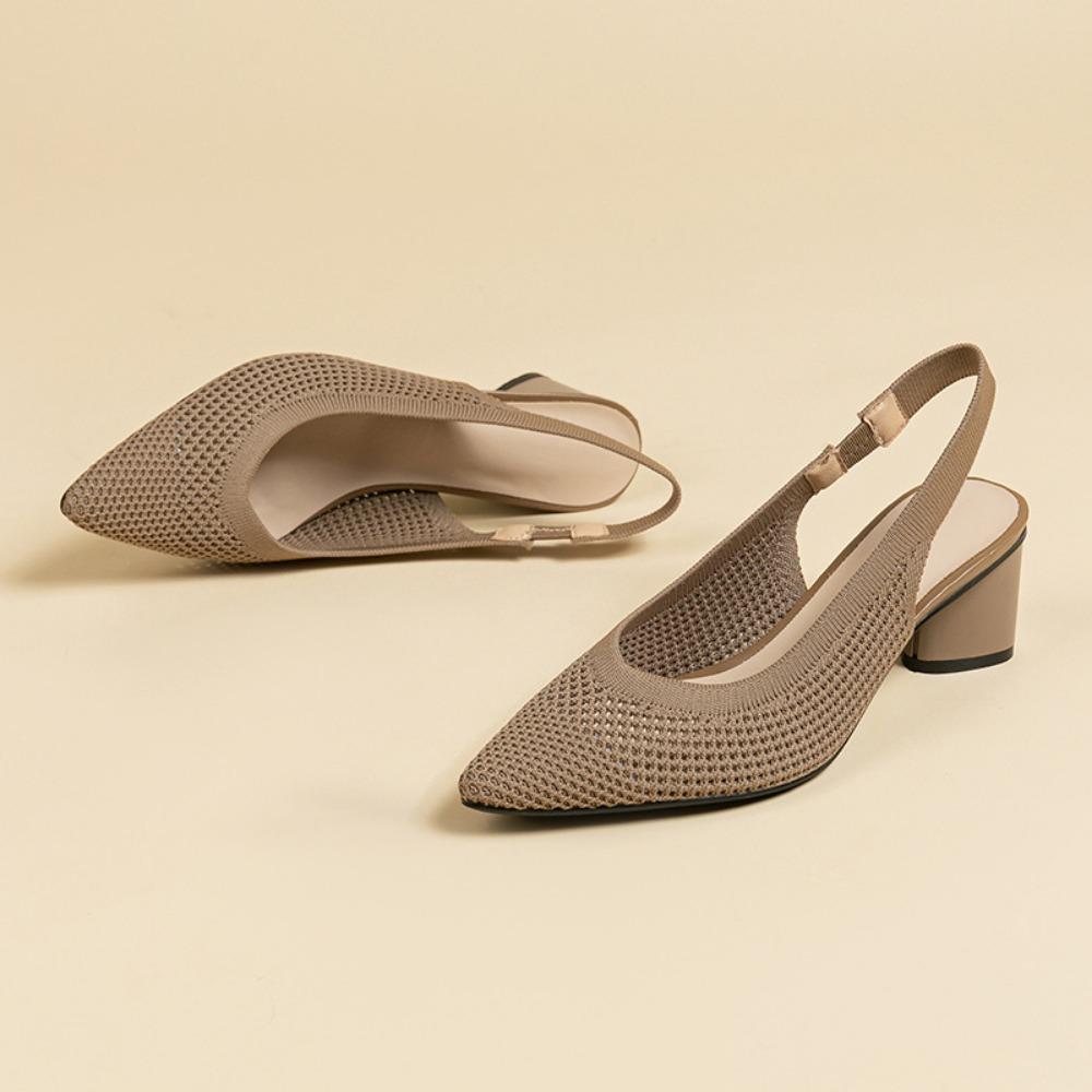 Fashion Hollow Sandals for Women 2025 Summer with A Toe Cap An Empty Strap Pointed Shallow Mouth Side Empty Daily Coarse Heel Sandals