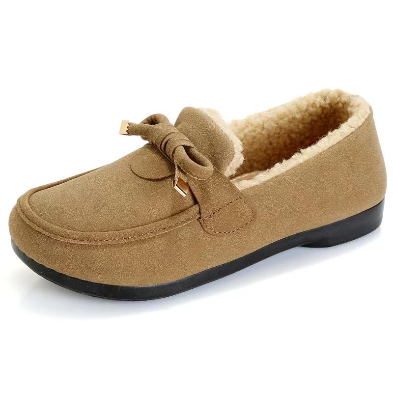 Cotton Shoes Women's 2024 Autumn and Winter New Fashionable One Foot Loafers with Plush Warm Flat Casual Cotton Shoes