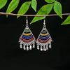 Vintage Ethnic Miao Silver Alloy Teardrop Tassel Earrings