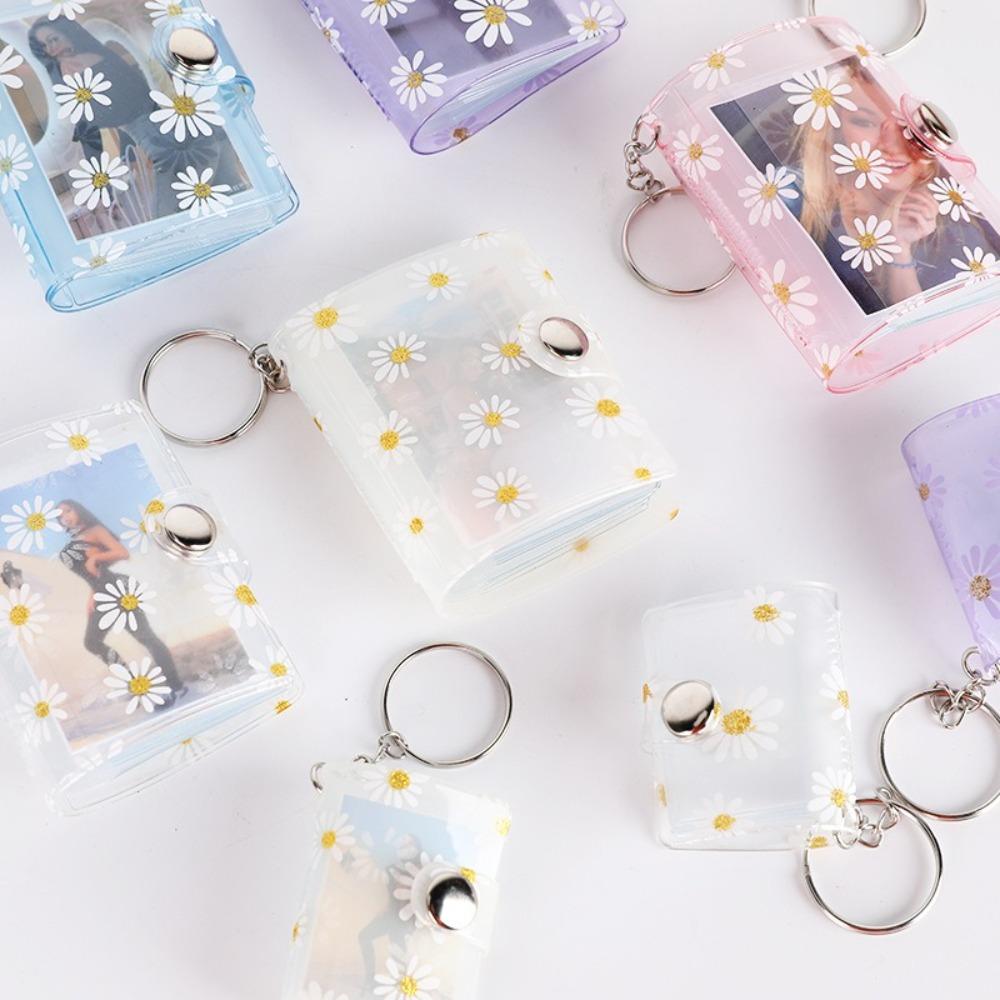 Little Daisy Mini Photo Album with Keychain Backpack Keyring Portable Name Card Book