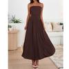 Summer Dresses For Women Strapless Ruched Tube Top Beach Vacation Dress Pockets