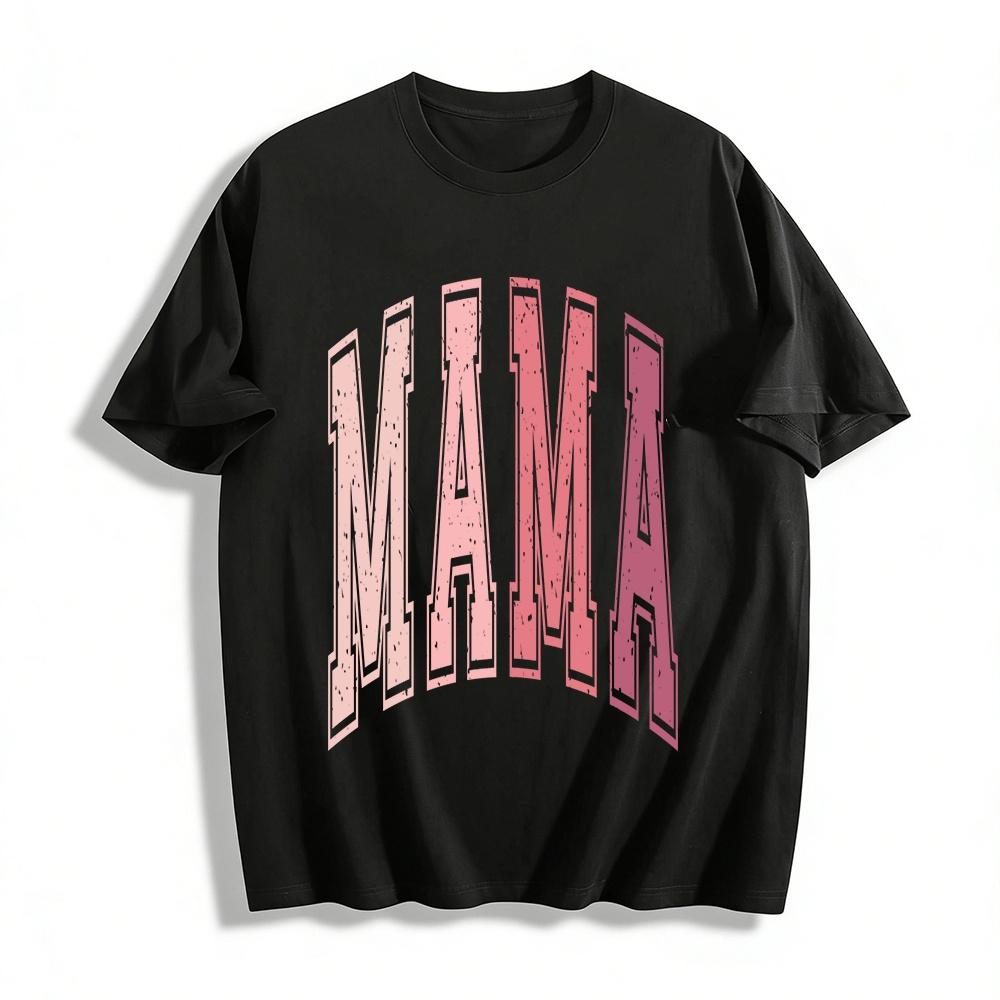 

Vintage Distressed MAMA Letter Print Casual Versatile Short Sleeve Top Pure cotton T-shirt 6XL
