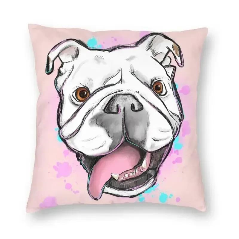 Home Pillowcase Office Decor Cushion Cover English Bulldog Print Pattern Decor