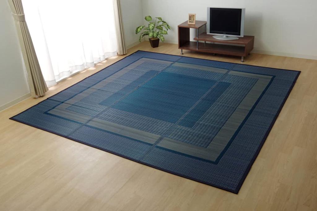 IKEHIKO Igusa Flower Tatami Carpet, Made in Japan, Ranks, Navy, 261 x 261 cm, Edo-style (4.5 tatami mats), 4131504