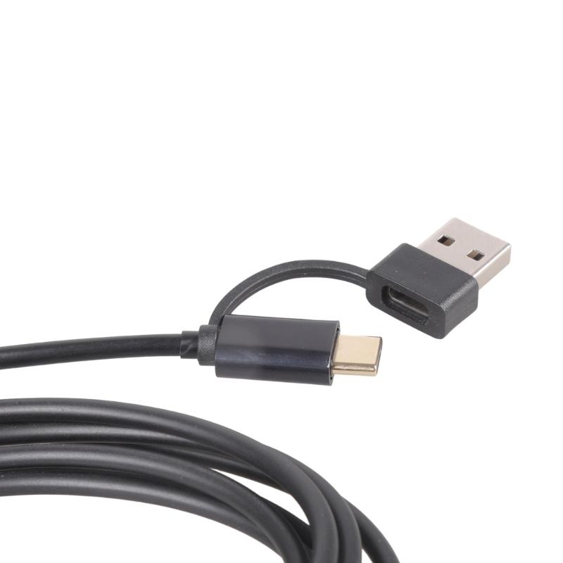 Double Output 5.5x2.5mm Charging Cable With USB A And Type C Connectors Input Support 5V 3A 1M Length Black