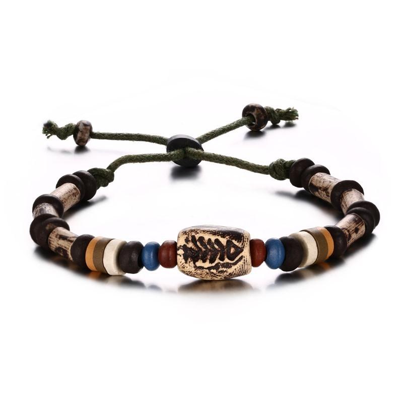 

Casual Men s Wood Beads Bracelet Surfer Bohemian Stacking Bangle Tribal Chic Jewelry Drawstring Festival Boho Gypsy Accessories