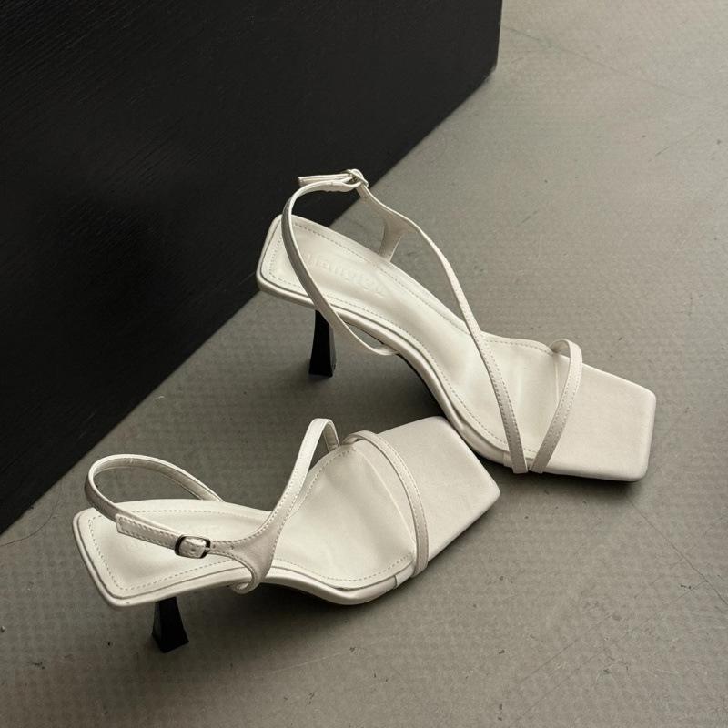Summer new French temperament thin strap high heels women's head thin heel versatile and thin one-word high heel sandals not feet