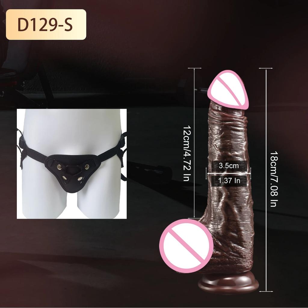 Wearable Realistic Strapon Dildo Skin Testicles Sliding Anal Vagina Sexy Adult Masturbation Big Penis For Women Sex Toys Dildos
