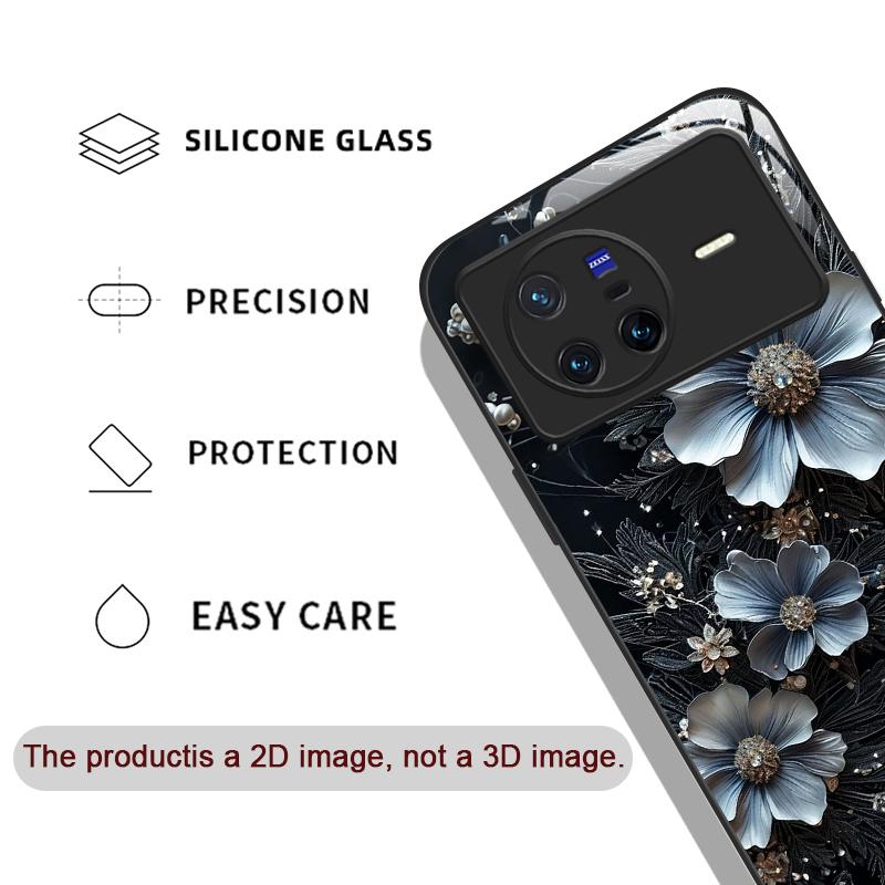 Vintage Floral Stylish Lotus Flower Tempered Glass Phone Case for OPPO Reno 13 F 12 11 10 Pro Plus Find X8 X3 Lite A58 A94 Cover