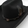 Ull svart og hvit 9,5 cm langs hemming topphattfjær Western cowboyhatt ridehatt herre og kvinner fritid