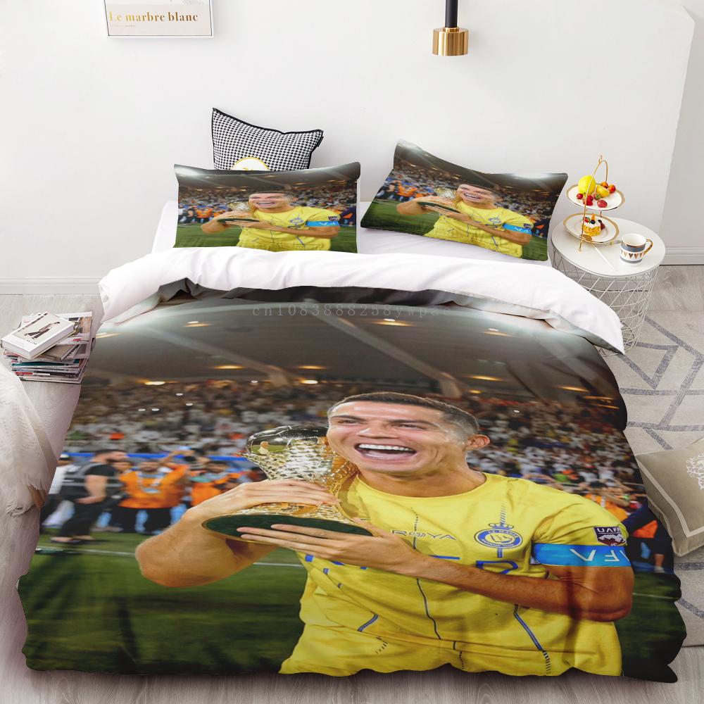 Duvet Cover Set Ronaldo Idol Football Star 3D Printed Soft Quilt Cover For Teens Kids Boys Girls Soft Bed Cover With Zipper