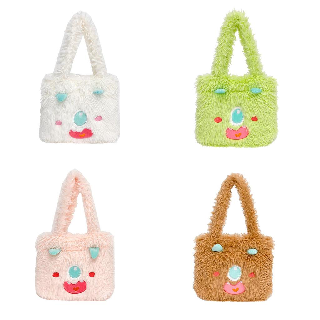 Soft Monster Character Tote Bag With Inner Phone Pocket For Girls And Teens
