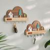 Cloud House Forest Key Storage Holder Solid Wood Decorative Hook  Housewarming Gift