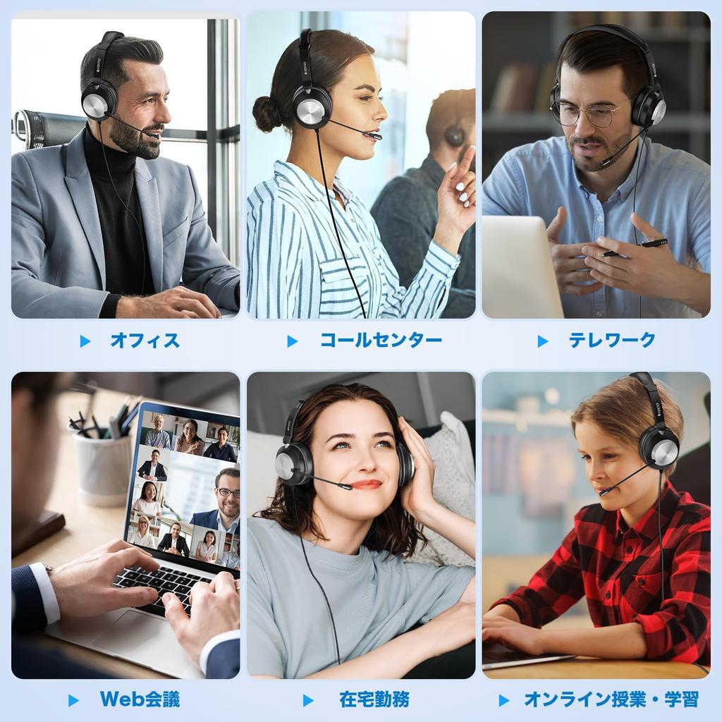 Voistek Verbessertes Headset, USB Typ-C 3,5 mm, Binaural: Neues geräuschunterdrückendes Mikrofon mit kabelgebundenen Bedienelementen, PC-Kopfhörer, ideal für Webkonferenzen,