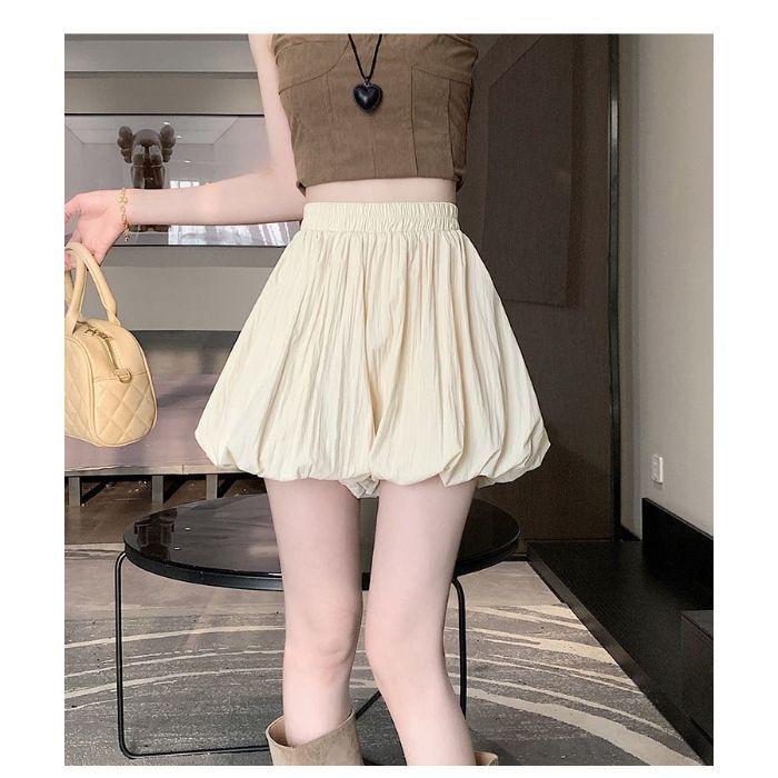 Flower Bud Women's High-Waisted Wide-Leg Summer Shorts - Casual, Versatile, Loose Fit with Slimming Pumpkin Lantern Design
