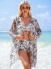 Women's Boyleg Three-Piece Swimsuit with Cardigan and Bow