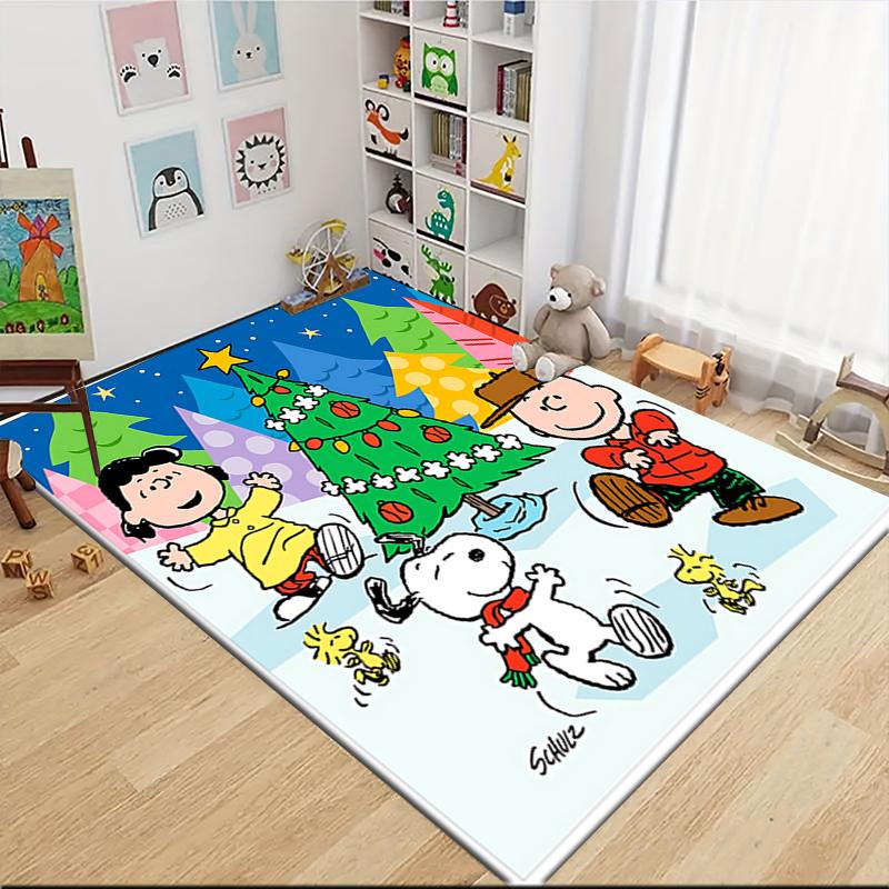 Christmas Peanuts World Carpet Rug Soft Washable Anti Slip Home Living Room Sofa Mats Personalized Christmas Rug