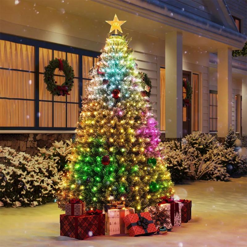 1.8m/2.1M Smart Christmas Tree Light 400 LEDs Music Sync, USB Powered With Remote Smart LED Xmas Tree for Indoor Outdoor Decor