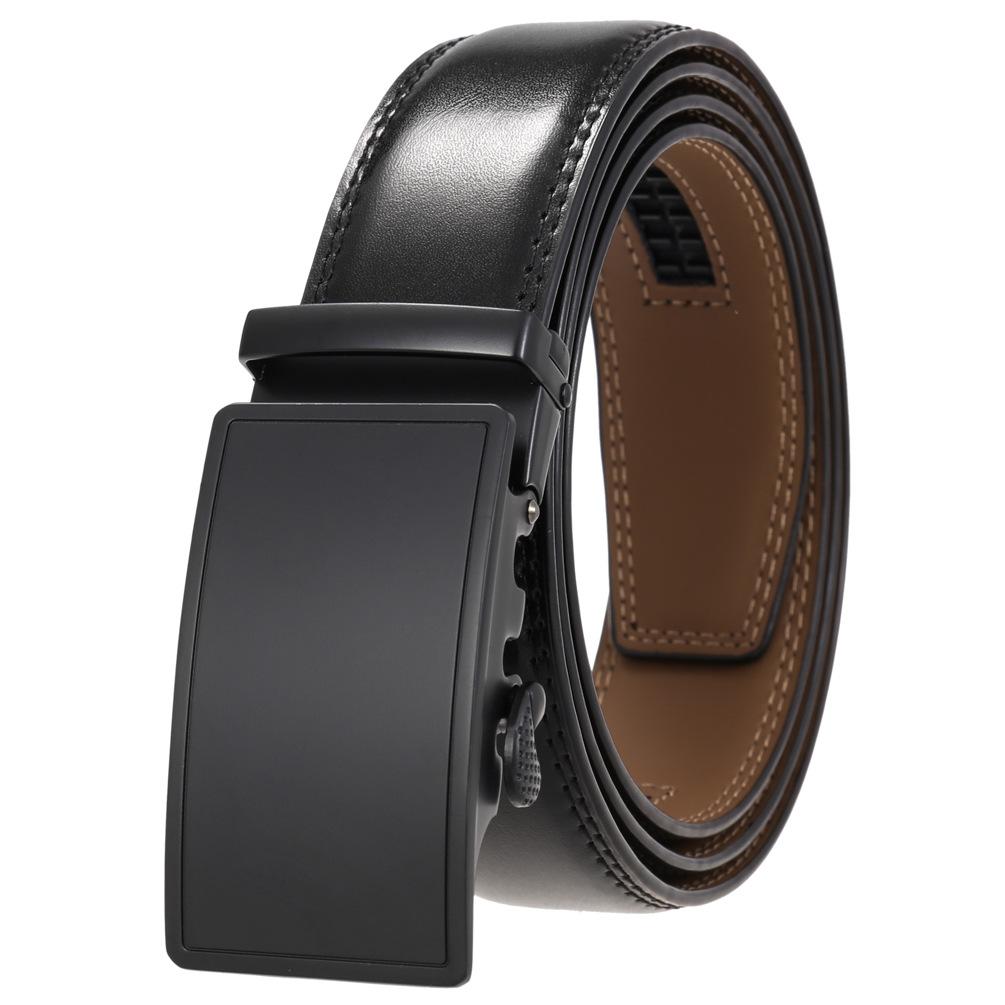 1Pcs Fashion Automatic Buckle Belt, Men'S Belt, Two-Layer Cowhide Ly35-1070-1