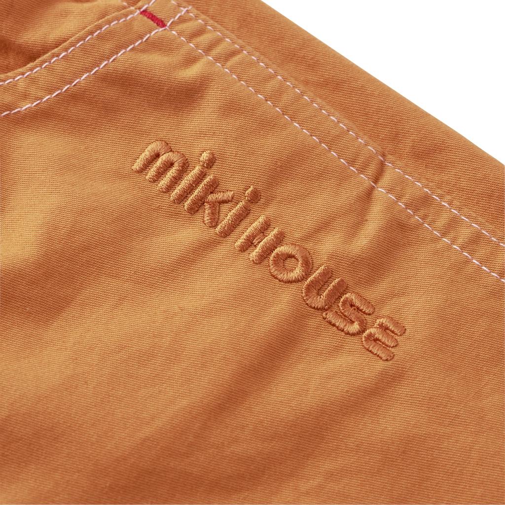 Länge Halb Für Für Hellbraun [Miki House] 6/8 Hose, Hose, Einfarbig, Logo, Schlicht, Jungen, Mädchen, Babys, Kinder, Kinderbekleidung, Kindergarten,