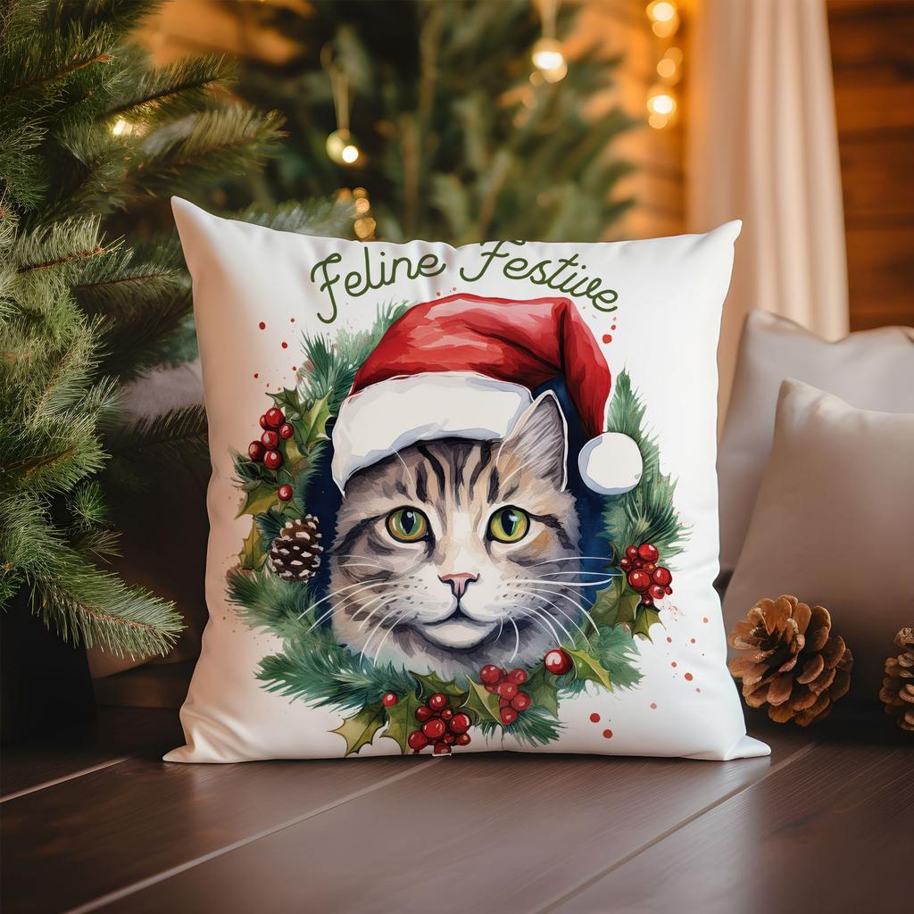 Christmas Cat Pillowcase Sofa Decoration Pillowcase Nordic Simple Modern Christmas Day