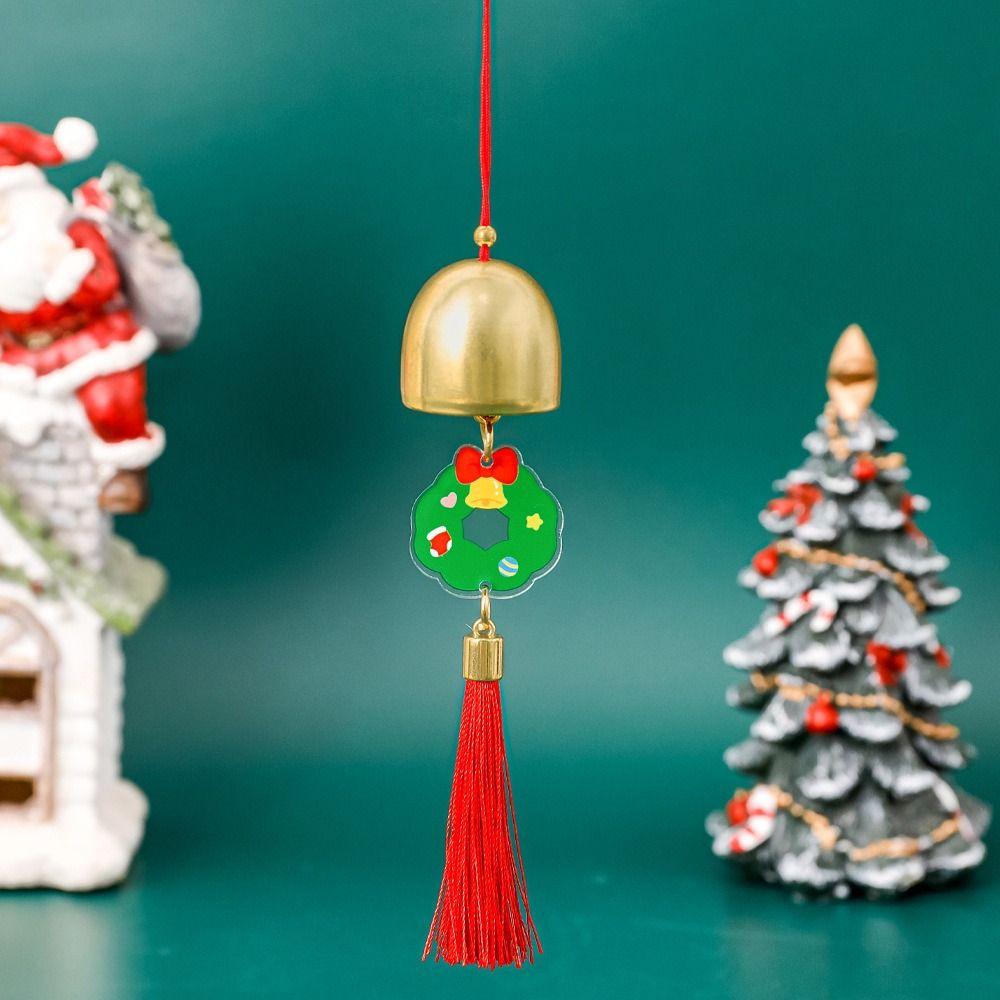 New Acrylic Christmas Bell Iron Portable Tassel Pendant Wind Chime