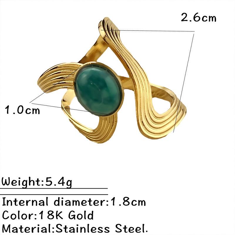 European-American Retro French Natural Stone Stainless Steel Ring Set