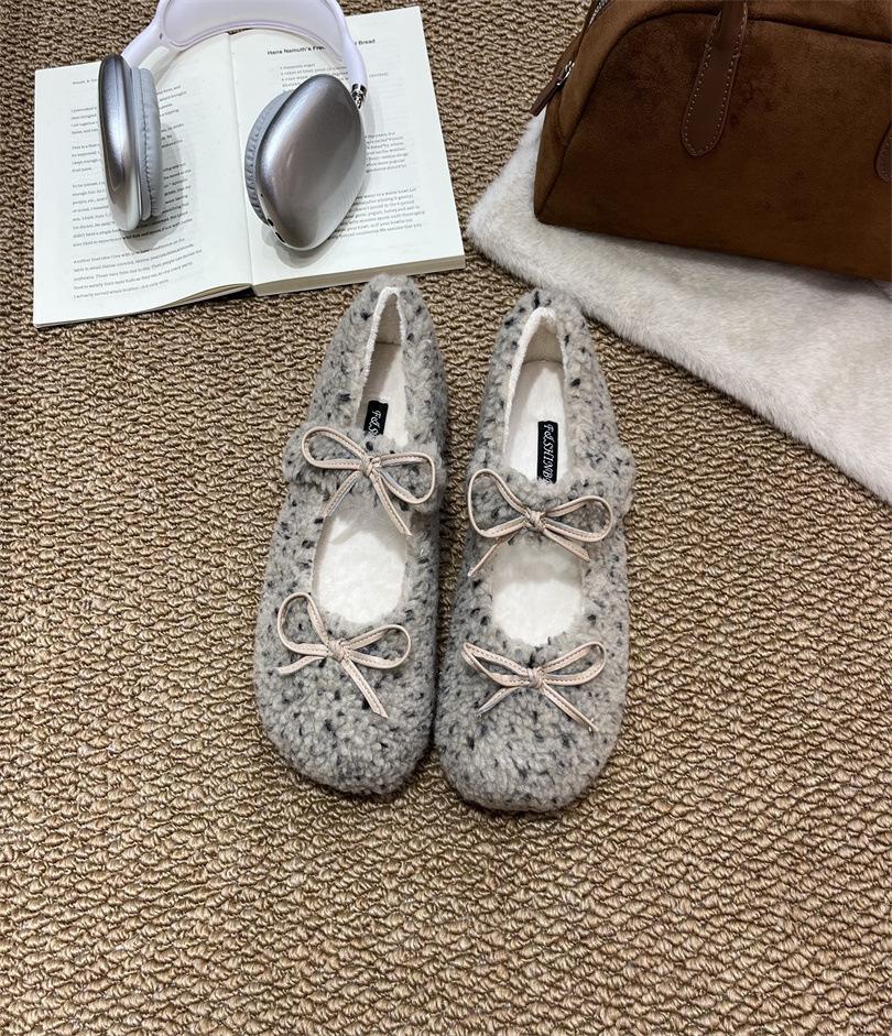 

Женские туфли из внутренней овечьей шерсти, верхняя одежда 2025 осень и зима, новые туфли Мэри Джейн из нежного бархата в сказочном стиле, одинарные туфли 39