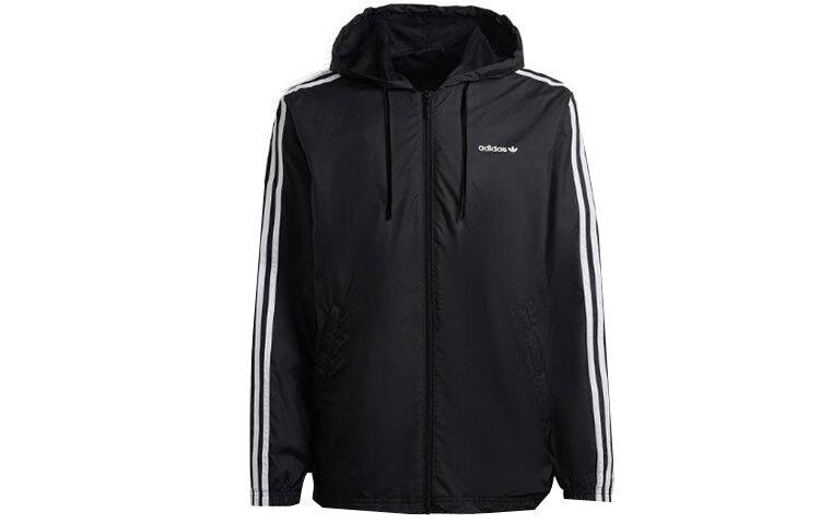 adidas Trefoil Stripe Sports Hooded Jacket HC7124 XS