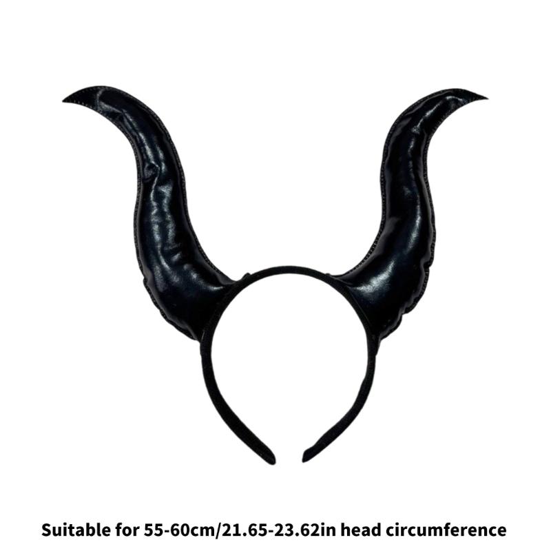 Halloween Cloth Devil Horn Headdress Nonslip Comfort Stretchable Unisex Hairband Props For Daily Use Event