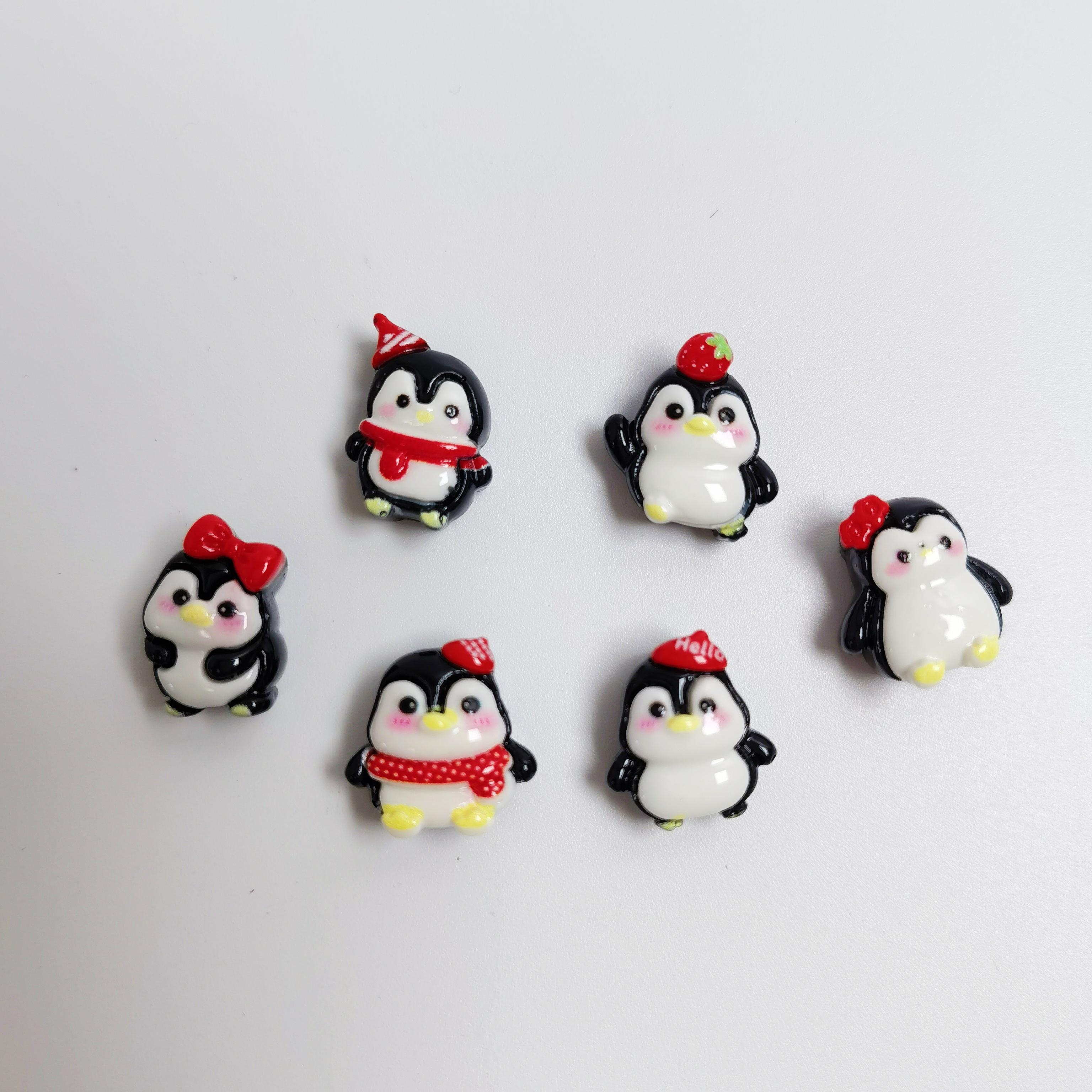 Christmas Themed Resin Penguin Animals Flatback Cabochons Embellishments 10*15MM Mini Penguin Crafts For Winter Holiday Decor about10*15mm-100pcs/bag