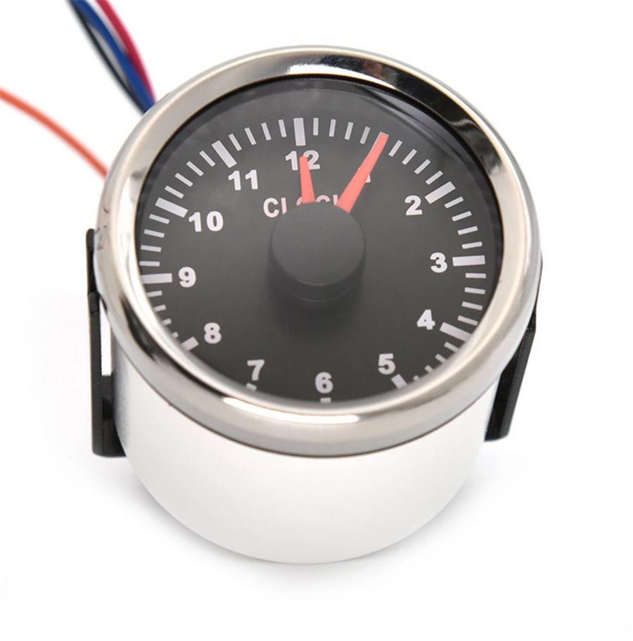 2"/52mm Clock Gauge 12 Hours Format Clock Meter Red Backlight For Car Boat Yacht
