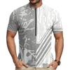 Tricou de ciclism pentru bărbați, cu gât rotund, imprimat, cu mânecă scurtă, fermoar, respirabil, cu uscare rapidă, cămașă sport pentru ciclism în aer liber