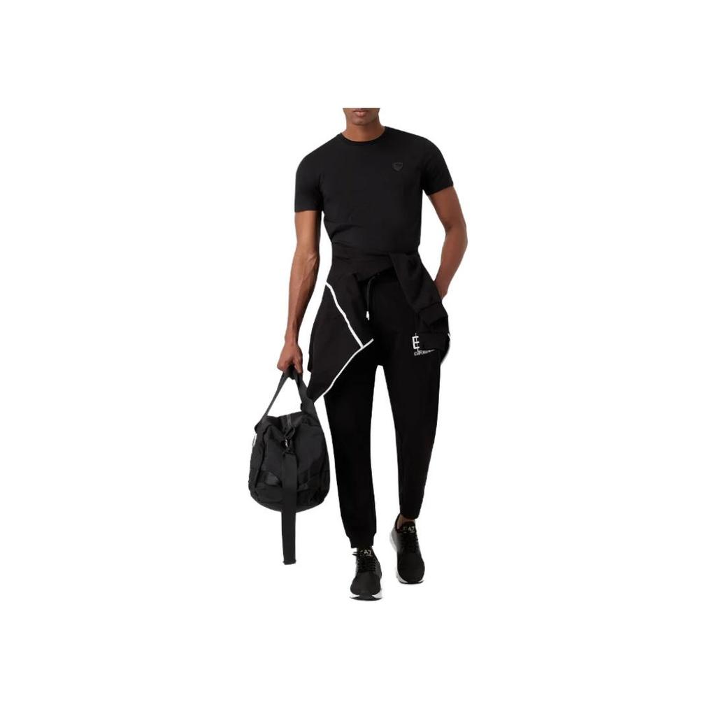 Emporio Armani EA7 SS23 Solid Logo Pullover Short Sleeve T-Shirt Men Tops Black 3RPT41-PJNTZ-1200