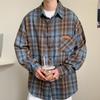 Men's Loose Fit Plaid Shirt - Spring/Autumn, Long-Sleeve, Chic, Plus Size