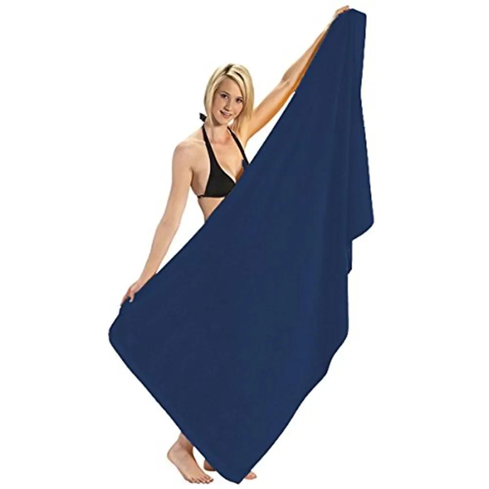 Solid Color Beach Towel Microfiber Quick Dry Striped For Kid Women Travel Camping Picnic Mat Pool Towel Portable Sea Surf Poncho