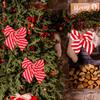 1Pc Christmas Decoration Supplies Red and White Striped Bow Candy Sponge Bow Pendant Christmas Tree Decoration