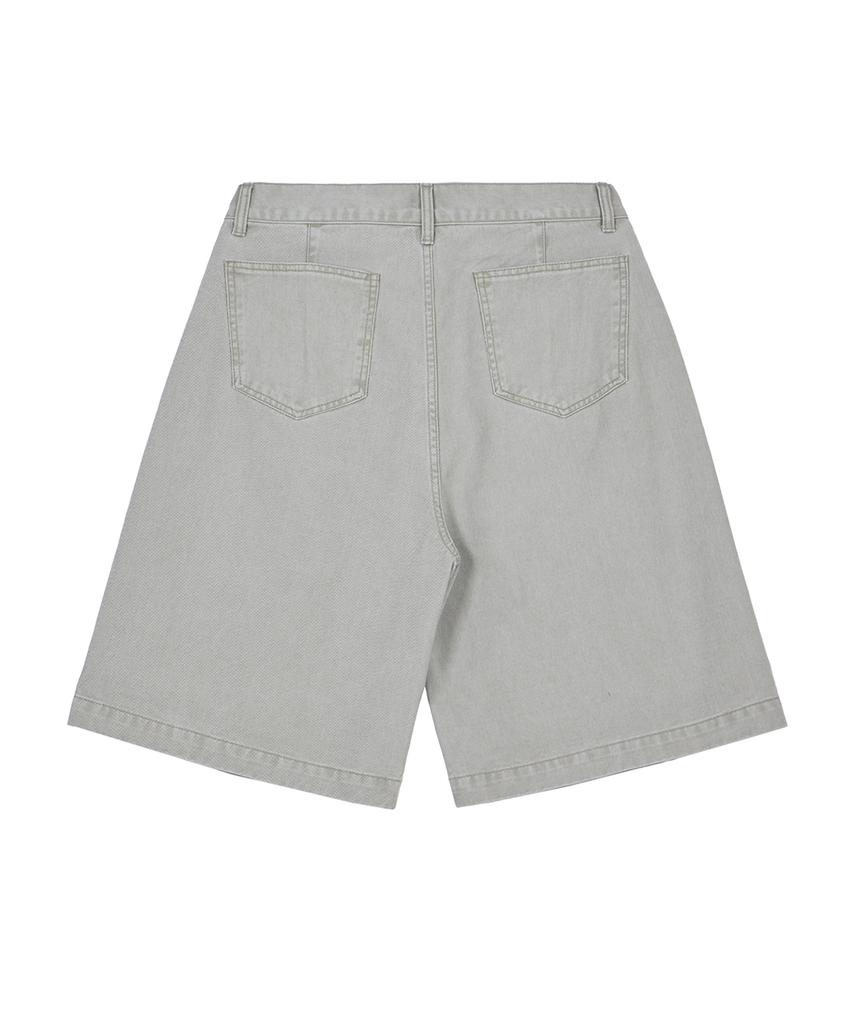 Ahidu Cation Vintage Grain Bermuda Pants_Washed Light Grey