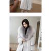 Schicker Nerzmantel Damen Übermantel Herbst Winter Dick Warm Pelzparka Locker Fuchsfellkragen Lange Nerzmäntel