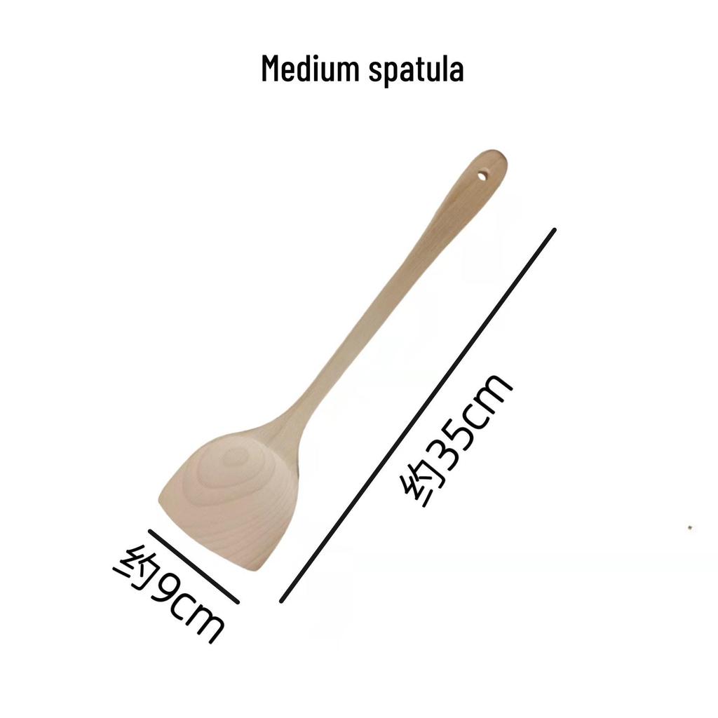 Unpainted Beech Wood Non-stick Spatula and Ladle Set - Modern Simple Wooden Cooking Utensils