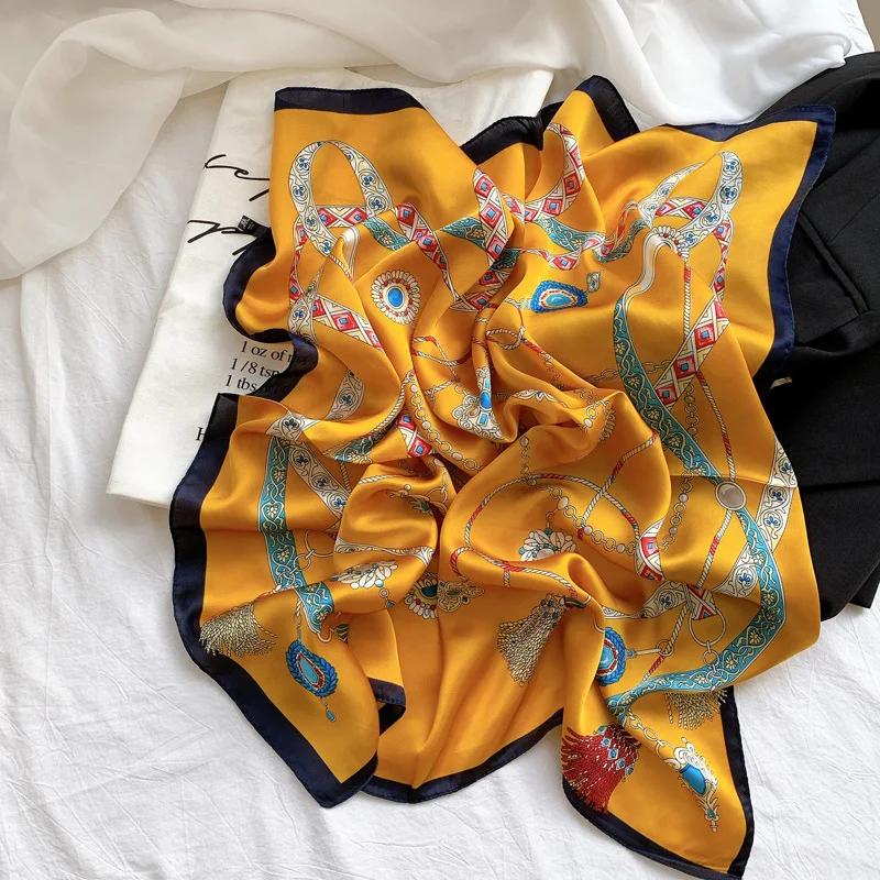 70*70cm Fashion Handkerchief Dot Print Silk Satin Neck Scarf For Women Small Shawls Hair Scarfs Female Bag Scarves For Ladies